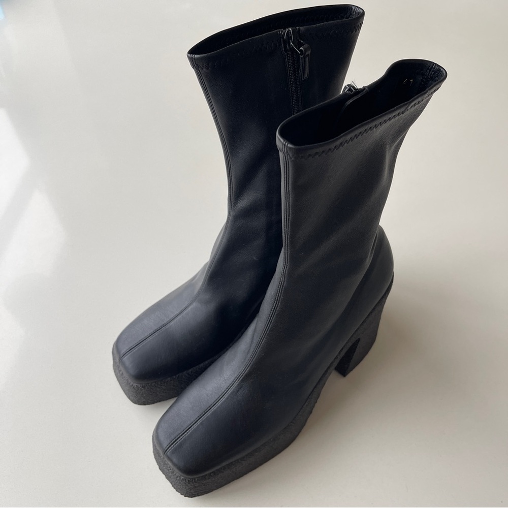Stella McCartney Black Skyla Platform Boots Size 41 - Picture 3 of 10